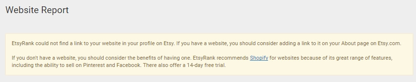 Website Report with EtsyRank