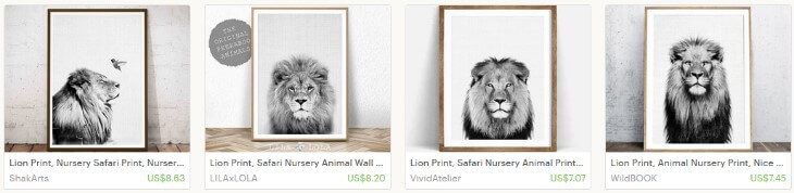 Картины со львами на Etsy