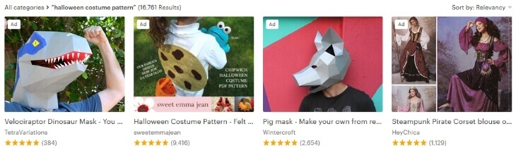 Halloween costume pattern - etsy promoted listings