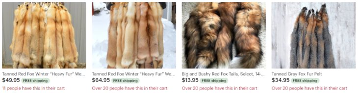 Продажа меха и шкур животных на Etsy
