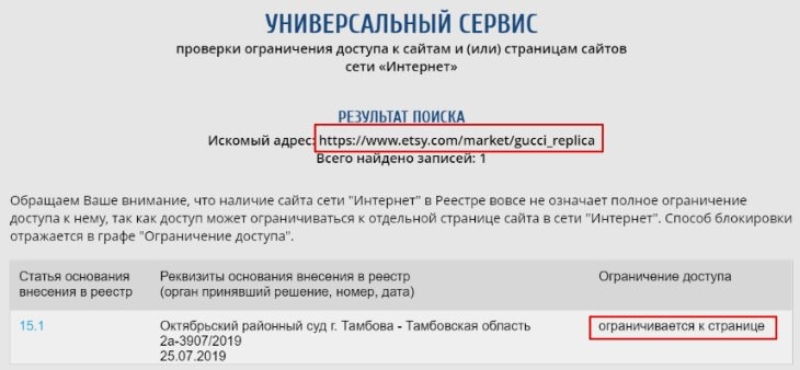 Проверка сайта сервисом Роскомнадзора